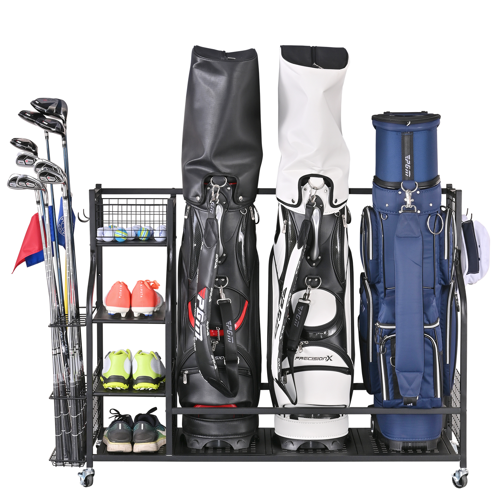 Mythinglogic 3 Golf Bags Storage Organizer-Extra Large Size Fits 3 Full Size Golf Bags With Lockable Wheels