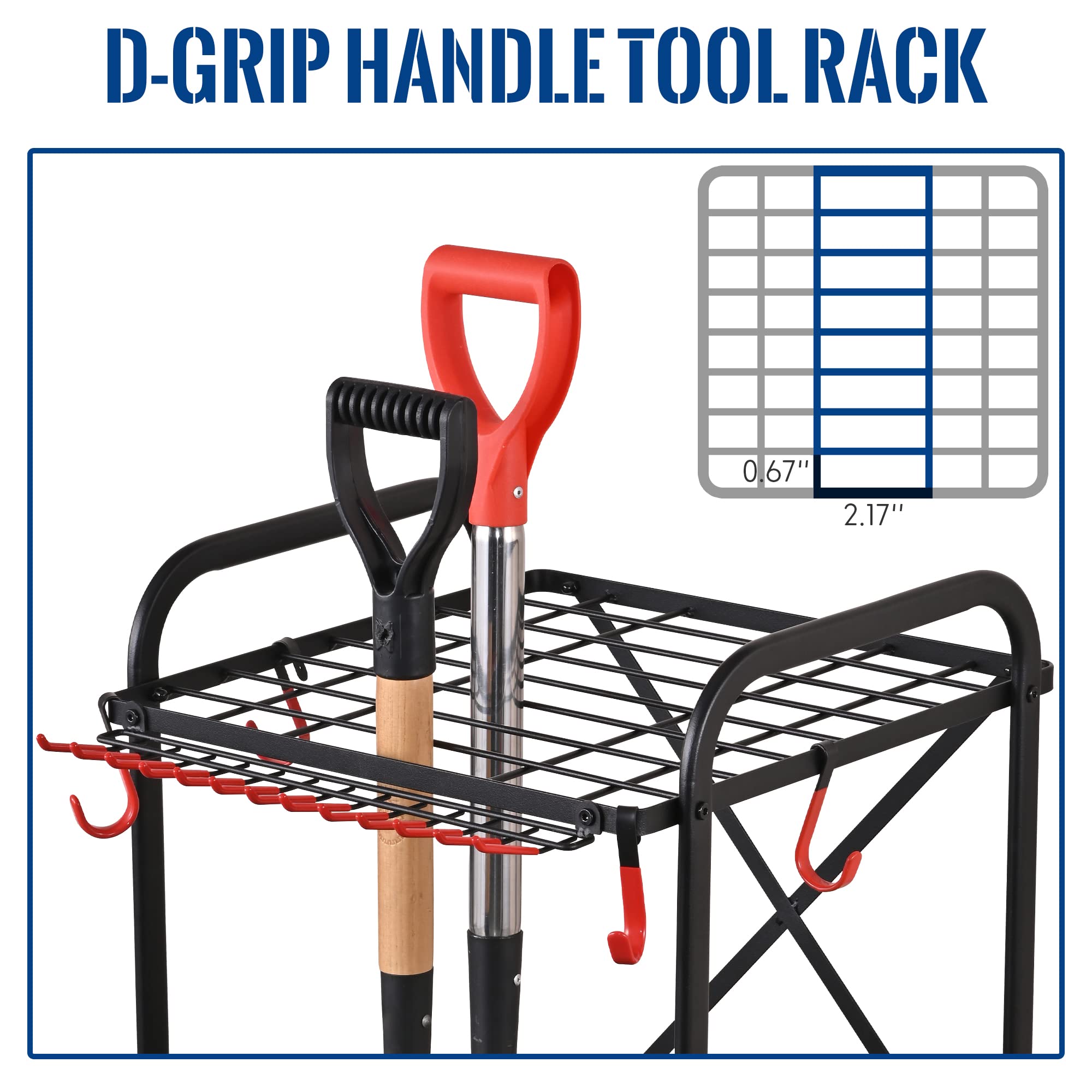 Mythinglogic Garden Yard Tool Organizer for Garage with Wheels