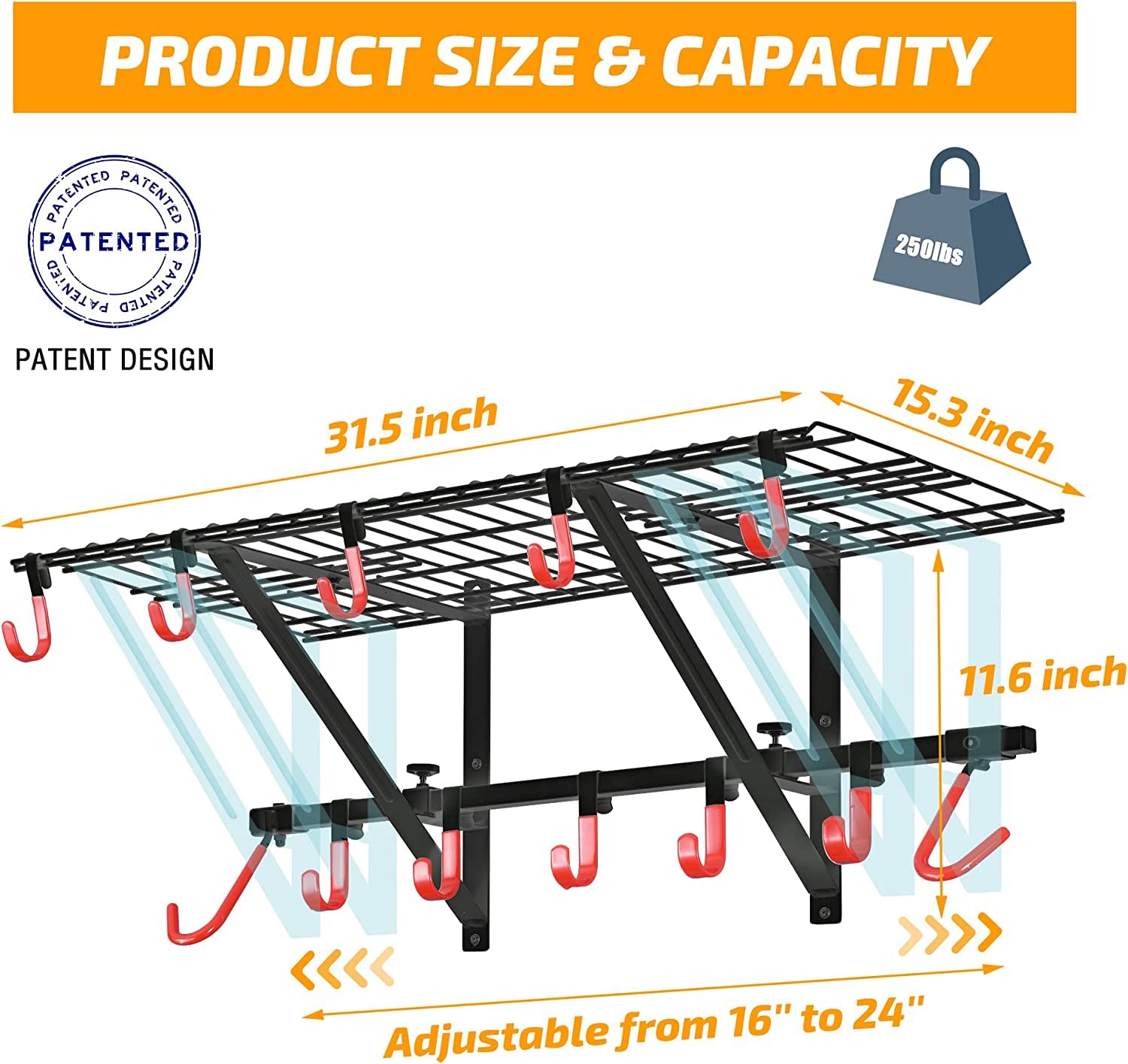 Mythinglogic Garage Wall Shelving 1 Pack Includes Bike Hooks, Wall Shelves Garage Organizer with Vertical Bike Hanger