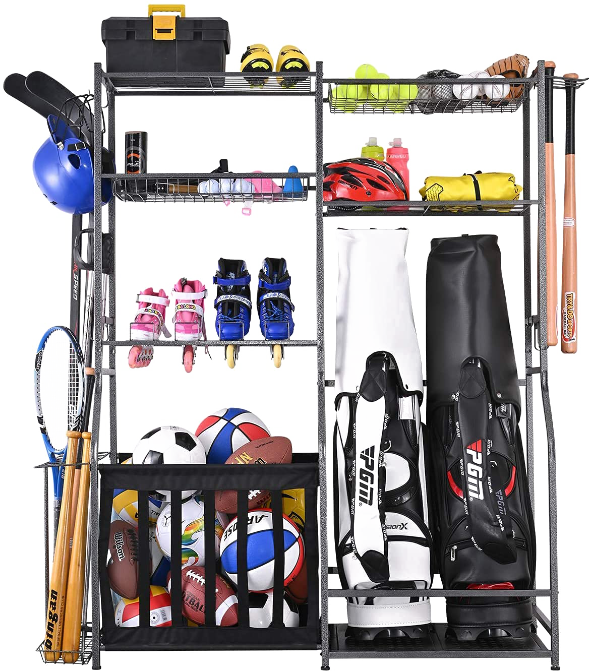 Mythinglogic Golf Storage Garage Organizer,Golf Bag Storage Stand and Other Golfing Equipment Rack