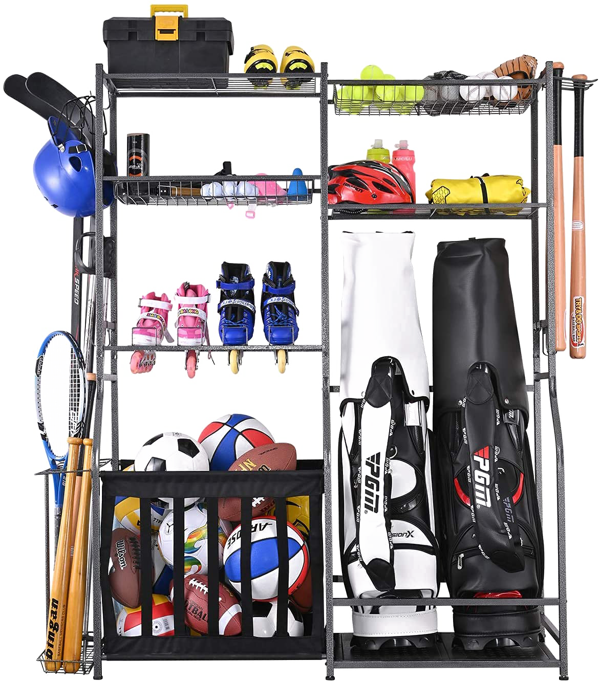 Mythinglogic Golf Storage Garage Organizer Golf Bag Storage Stand and Other Golfing Equipment Rack