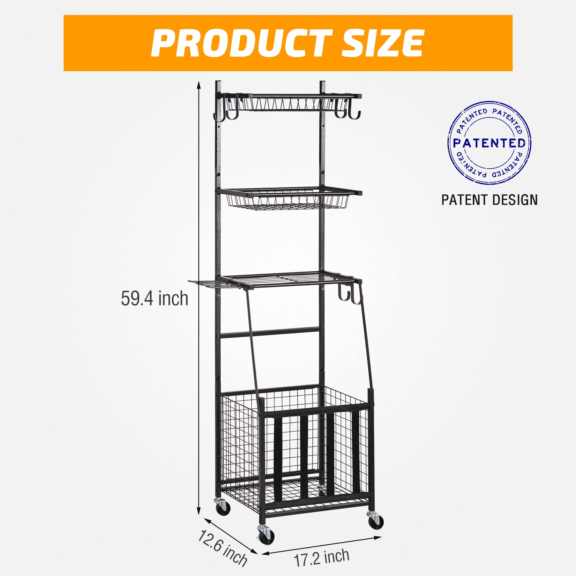 PLKOW Sports Equipment Storage for Garage, Indoor/Outdoor Sports Rack for Garage