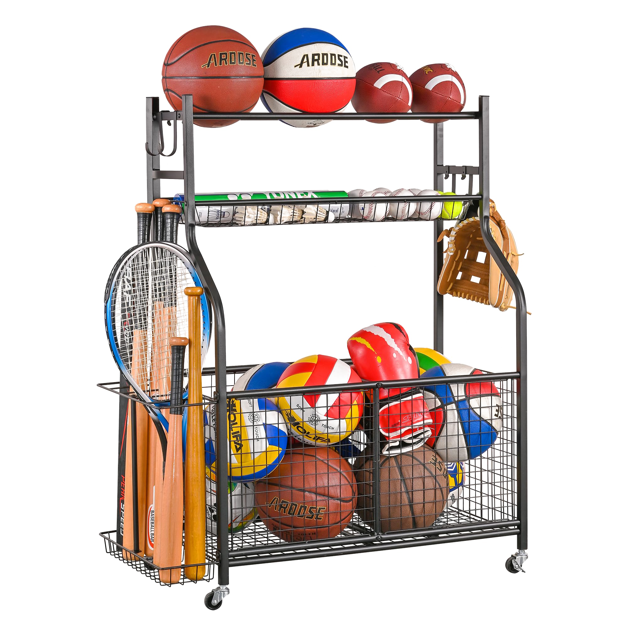 PLKOW Sports Equipment Storage for Garage, Indoor/Outdoor Sports Rack for Garage