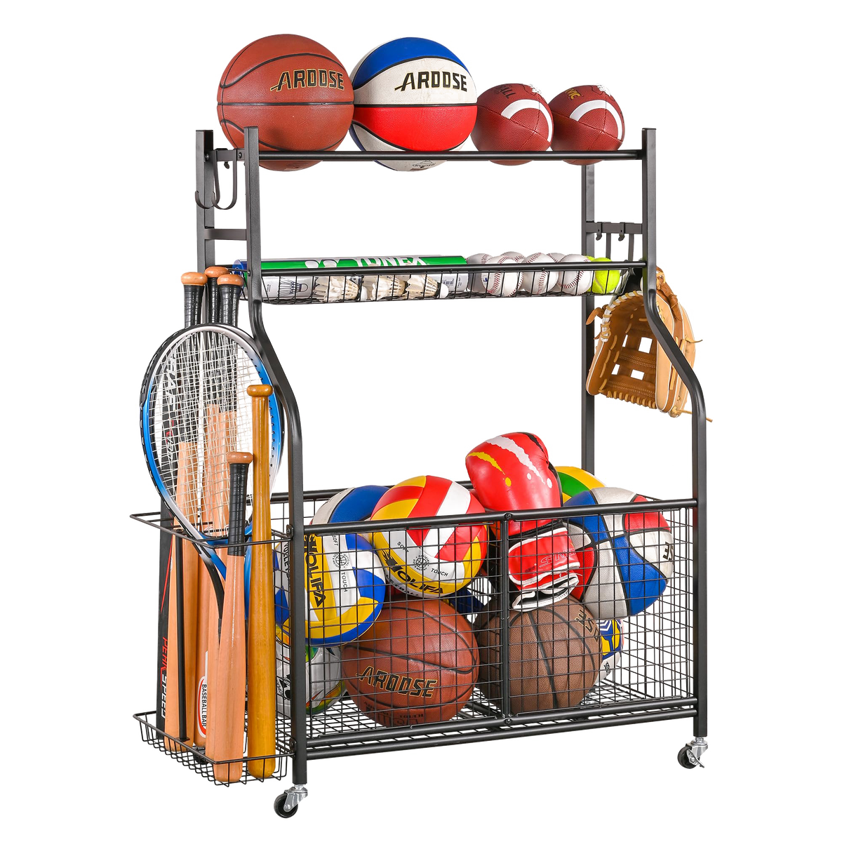 PLKOW Sports Equipment Storage for Garage, Indoor/Outdoor Sports Rack