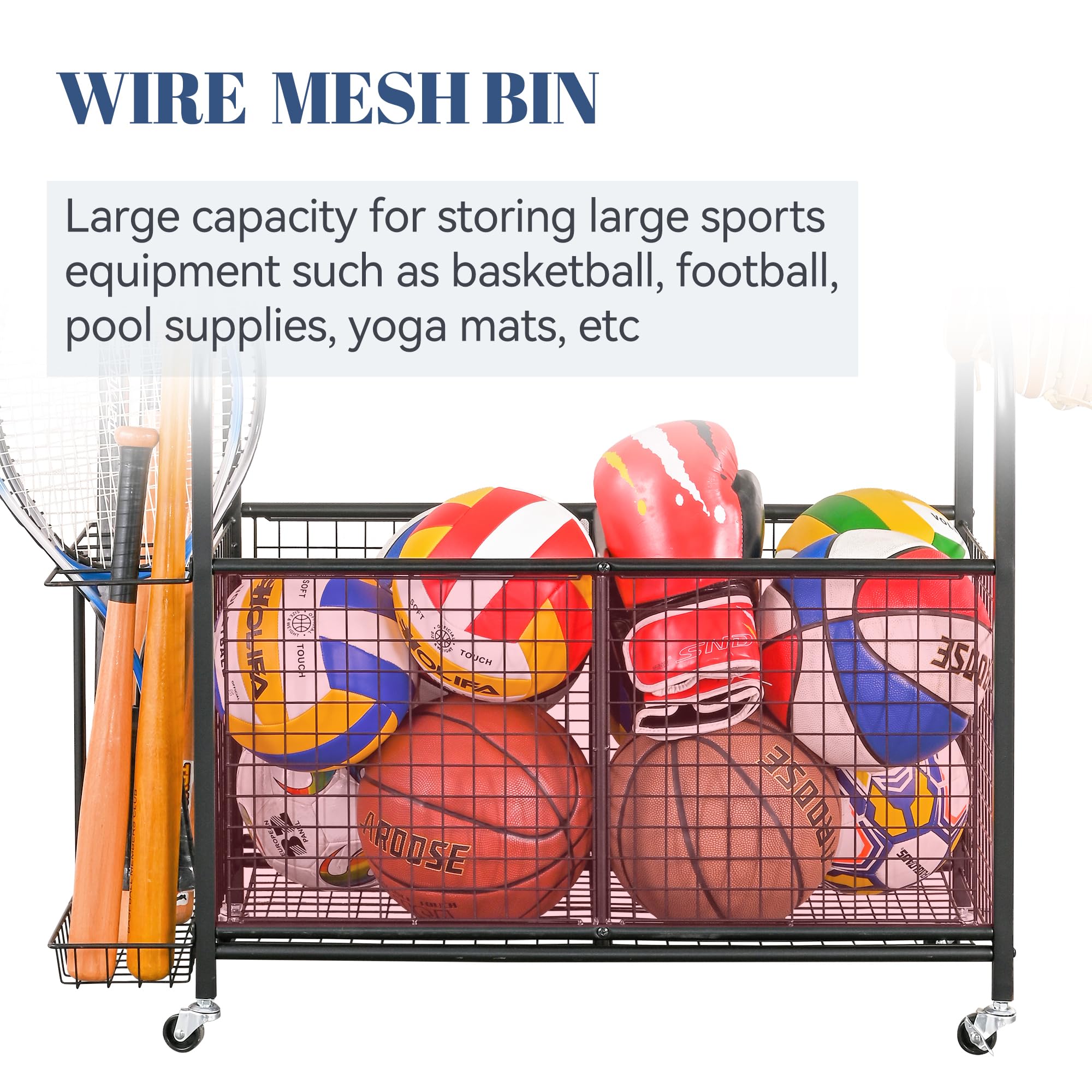 PLKOW Sports Equipment Storage for Garage, Indoor/Outdoor Sports Rack for Garage