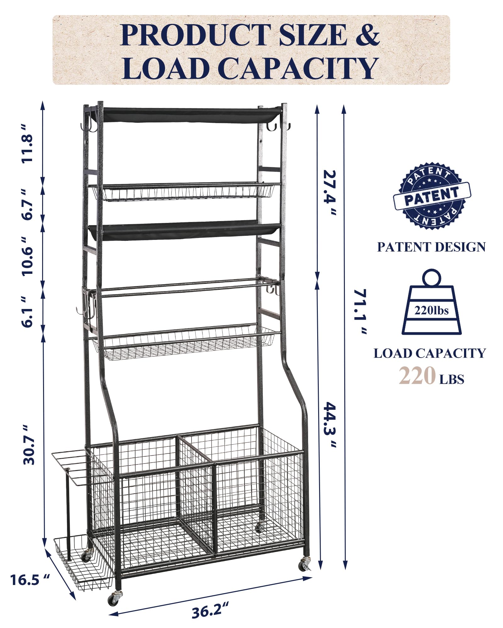 Mythinglogic Sports Equipment Garage Organizer,Garage Ball Storage for Sports Gear and Toys, Rolling Ball Cart with Wheels for Indoor/Outdoor Use