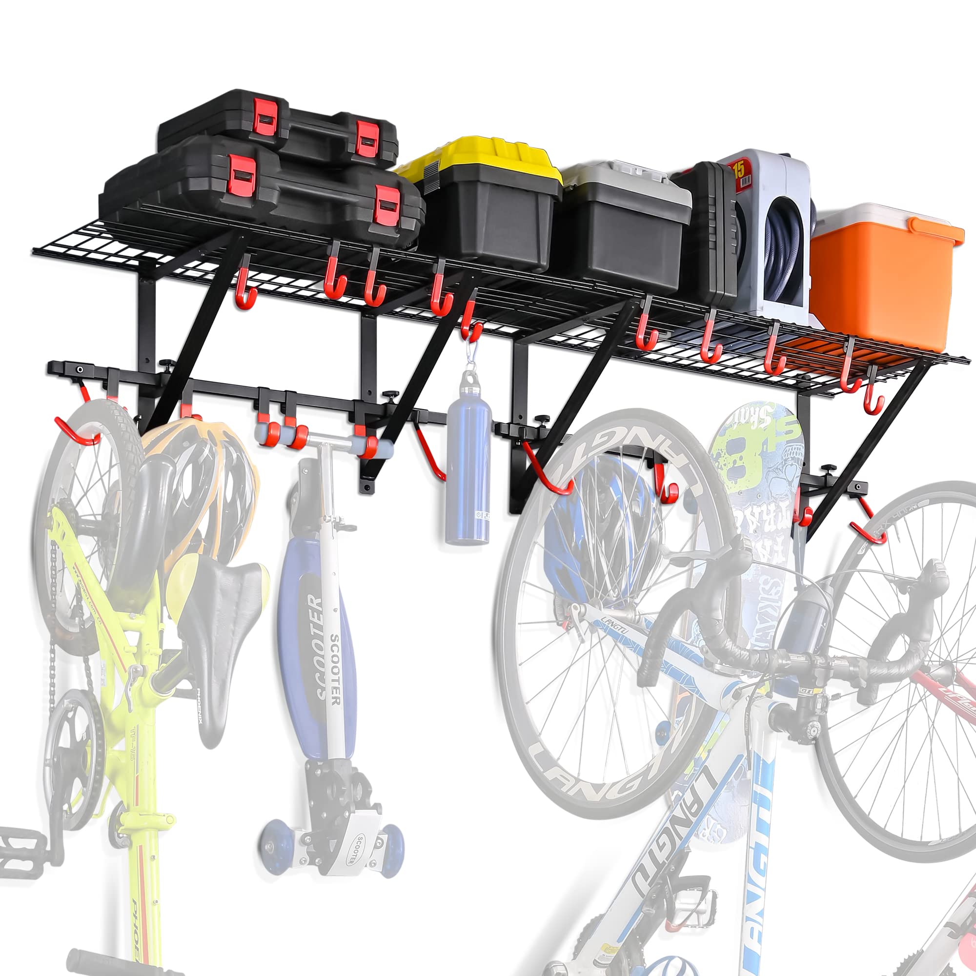Mythinglogic Garage Wall Shelving 1 Pack Includes Bike Hooks, Wall Shelves Garage Organizer with Vertical Bike Hanger