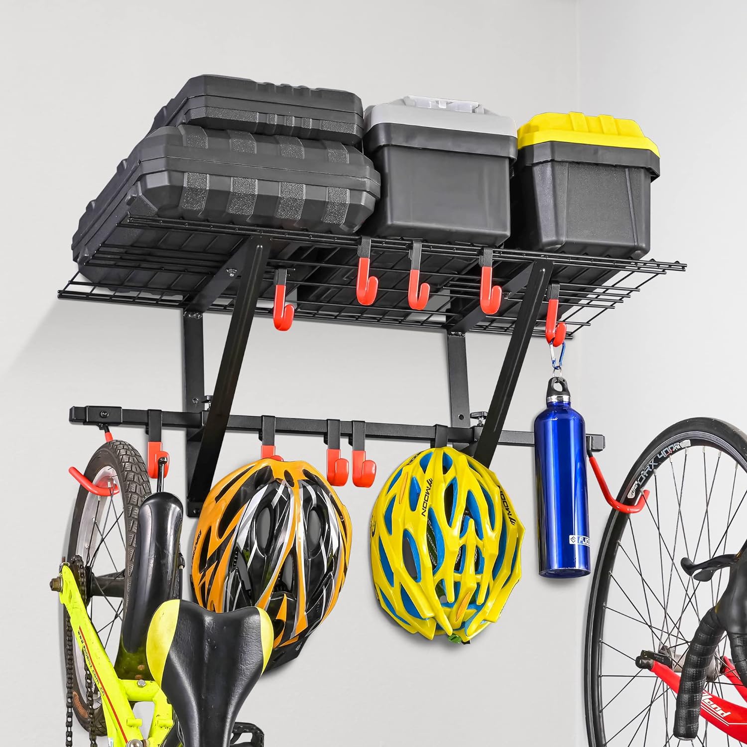 Mythinglogic Garage Wall Shelving 1 Pack Includes Bike Hooks, Wall Shelves Garage Organizer with Vertical Bike Hanger