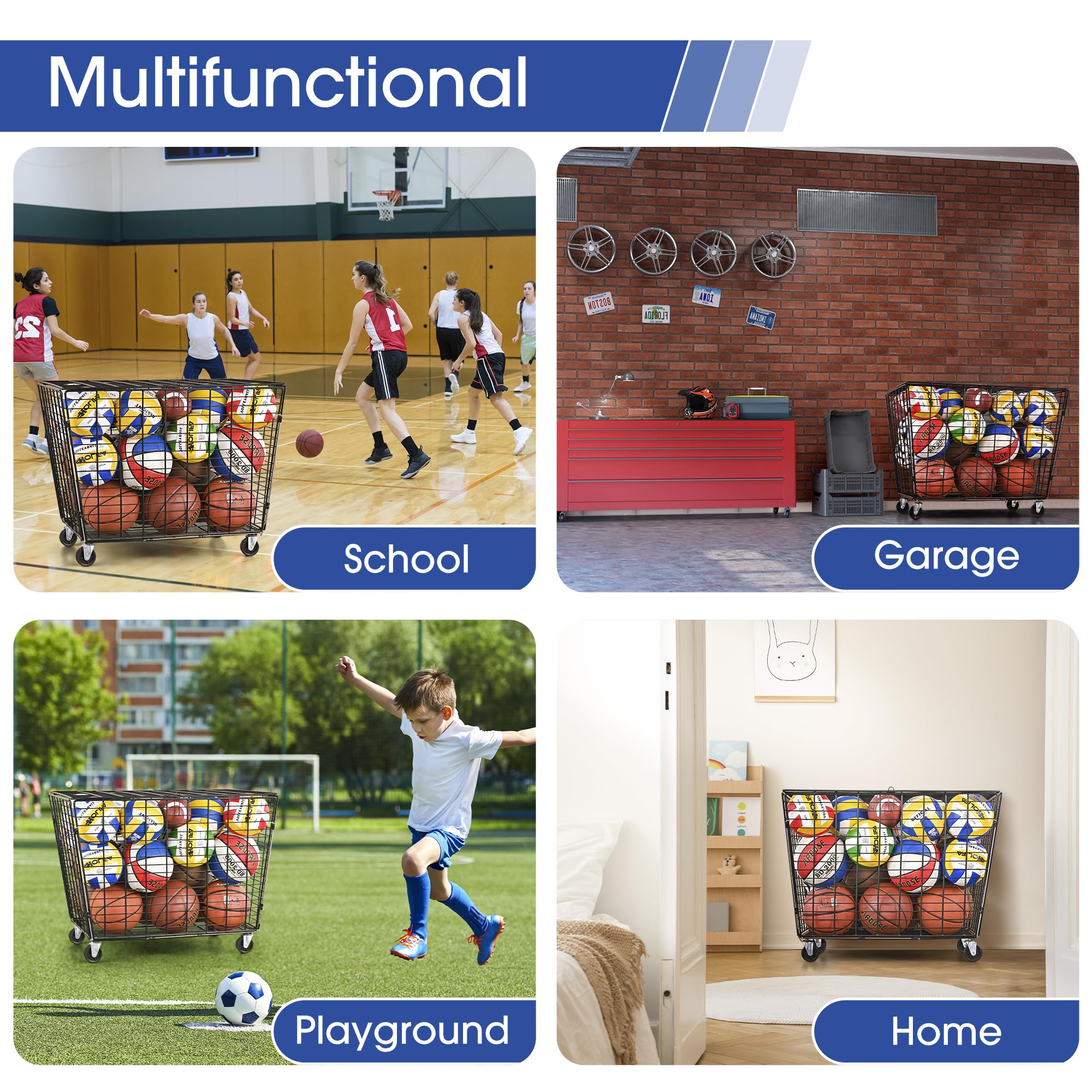 Mythinglogic Rolling Sports Ball Storage Cart