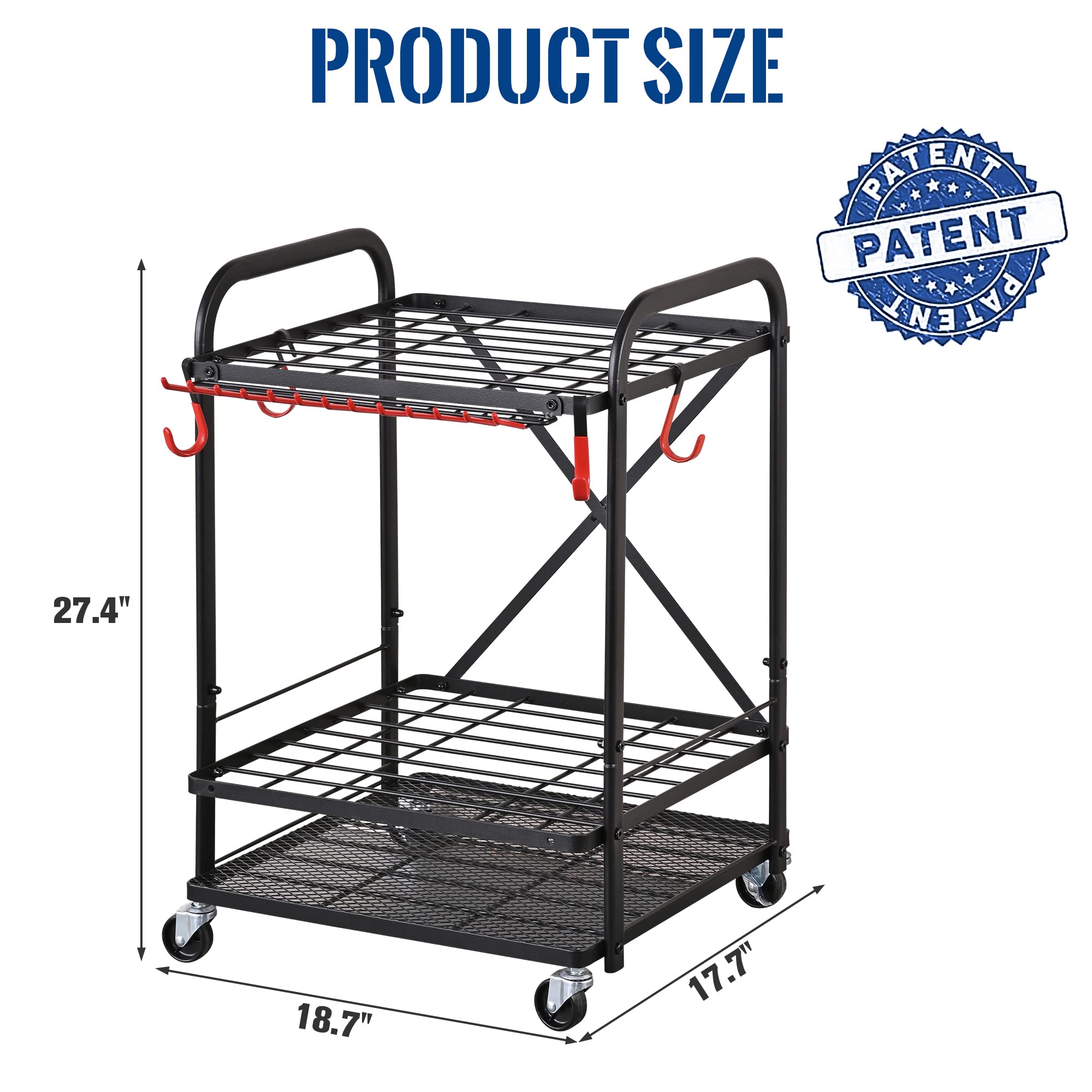 Mythinglogic Garden Yard Tool Organizer for Garage with Wheels