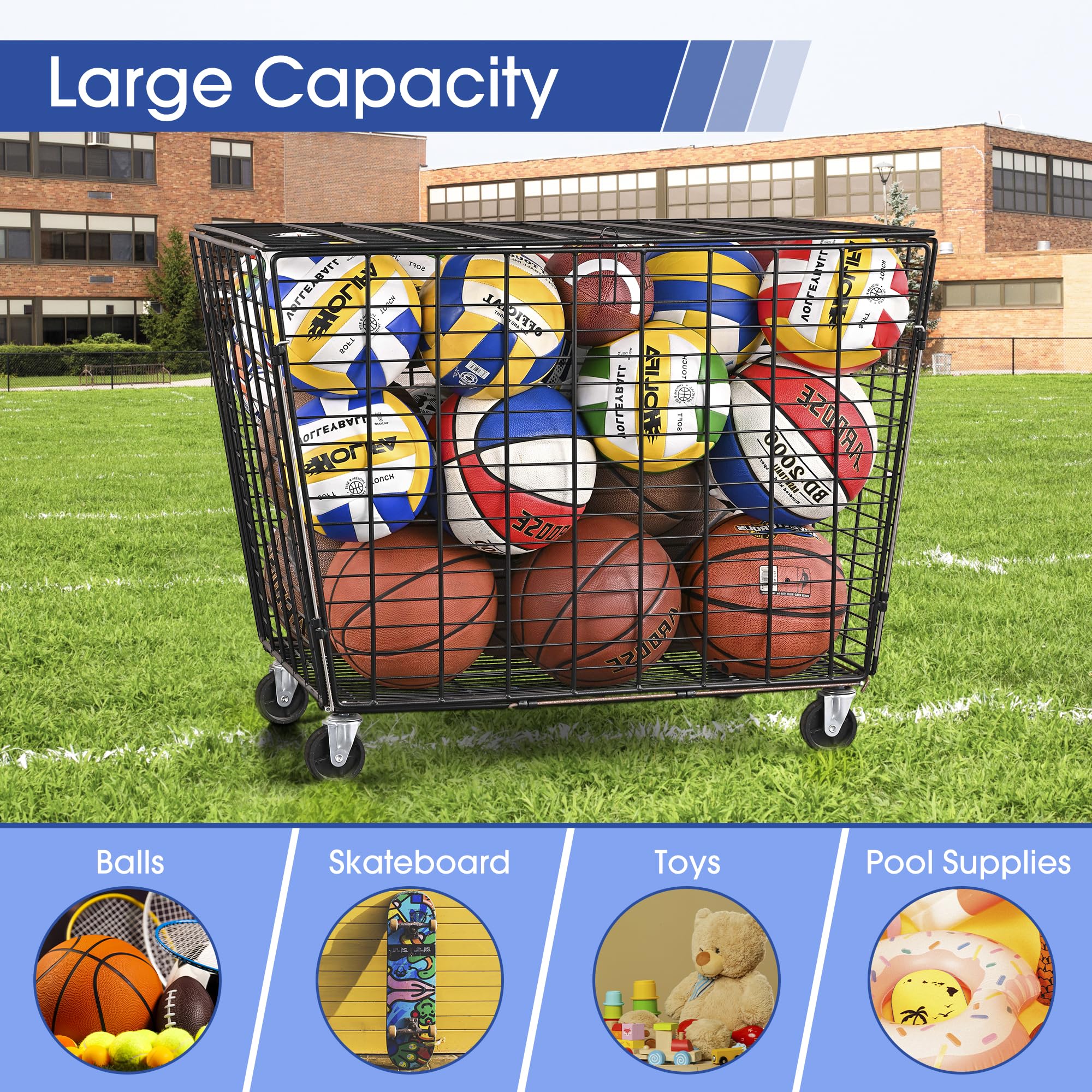 Mythinglogic Rolling Sports Ball Storage Cart