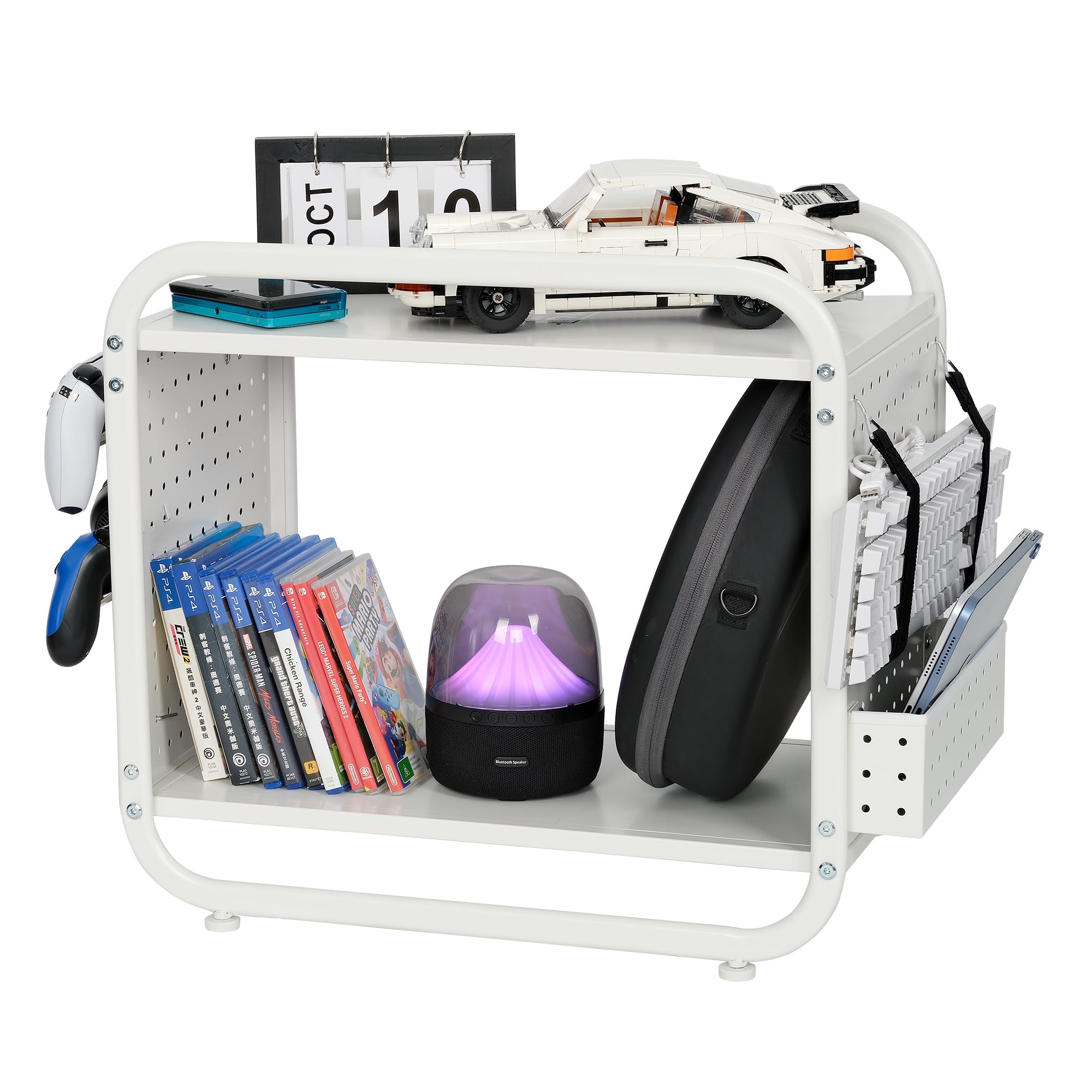 PLKOW Compact Video Game Storage Organizer, Xbox Stand Organizer for Consoles, Controllers, Headphones Xbox/PS5/PS4/Switch Accessories, Video Game Storage Rack, Black - A Great Gift for Gamers