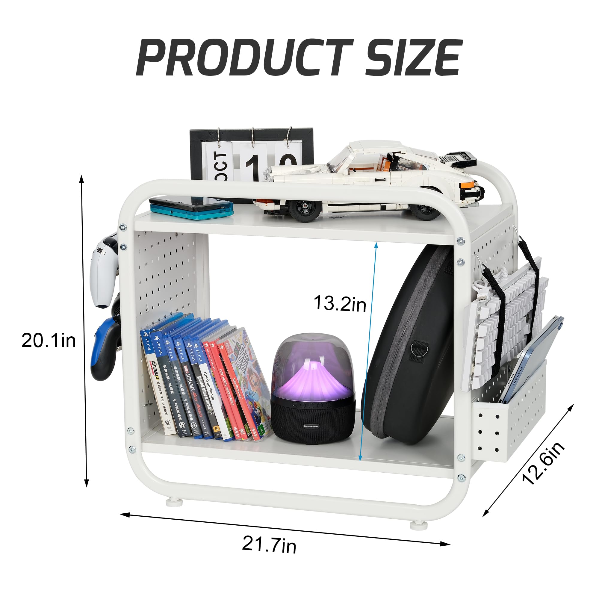 PLKOW Compact Video Game Storage Organizer, Xbox Stand Organizer for Consoles, Controllers, Headphones Xbox/PS5/PS4/Switch Accessories, Video Game Storage Rack, Black - A Great Gift for Gamers