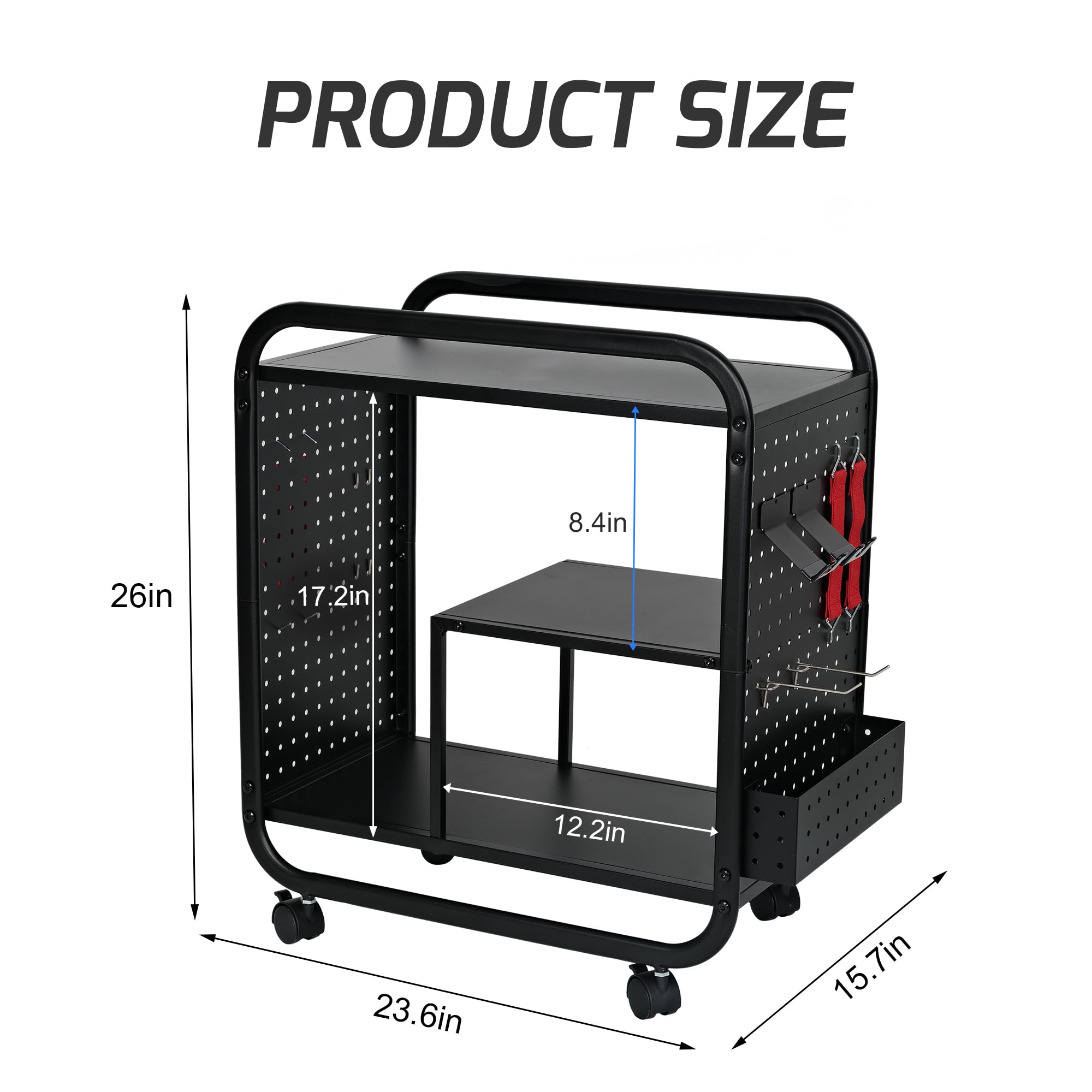 PLKOW Video Game Organizer, Rolling Video Game Storage Rack for Xbox/Switch/PS4/PS5 Accessories, Game Consoles Stand Controllers Holder, Perfect Holiday Present, Black