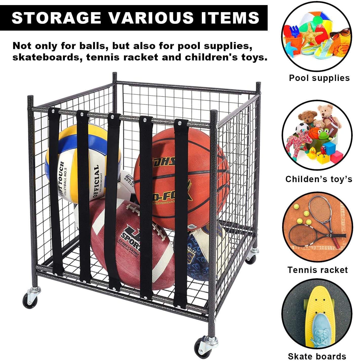 Garage & Storage - Sports Ball Storage Cart