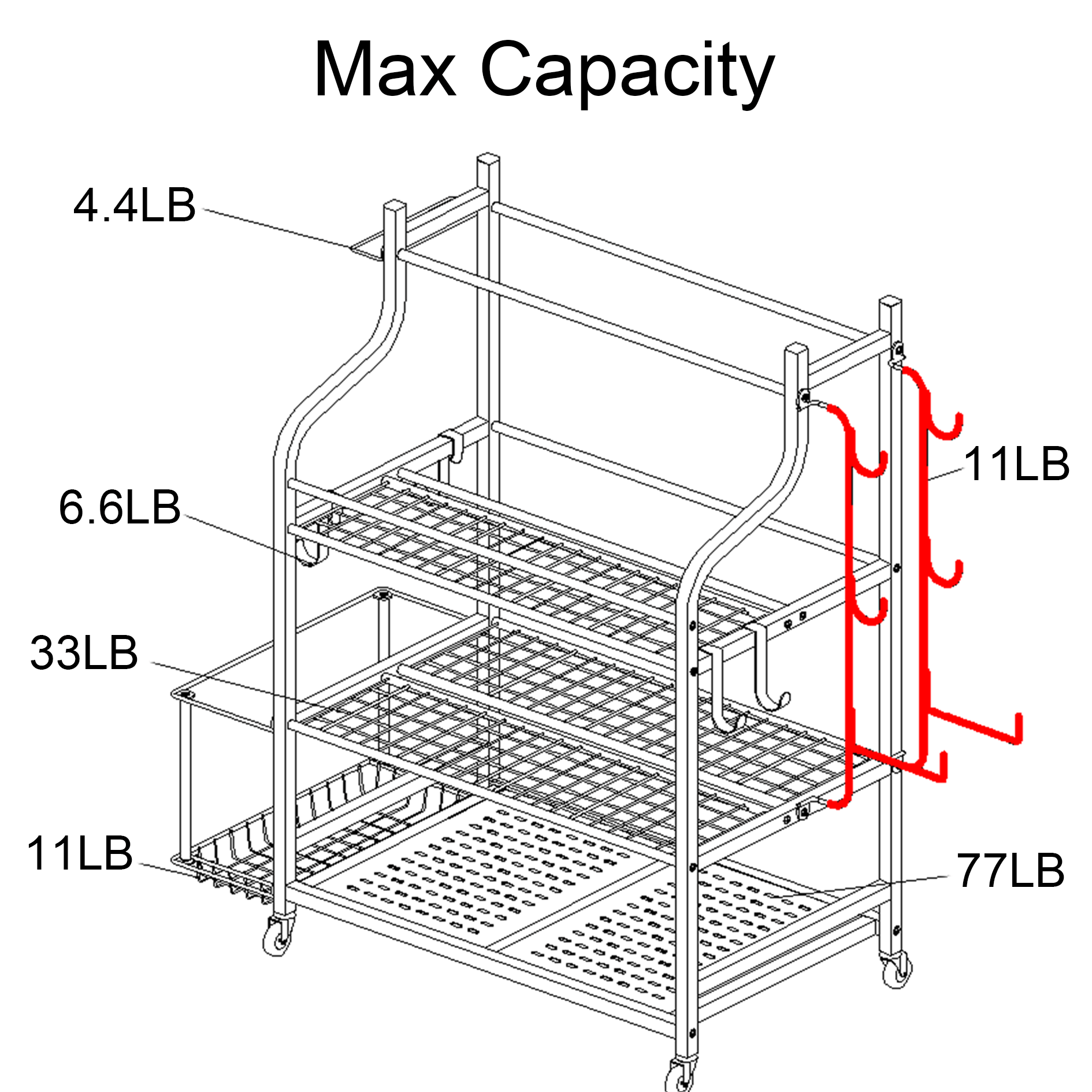 PLKOW Weight Rack for Dumbbells, Kettlebells, Yoga Mat and Balls,Black