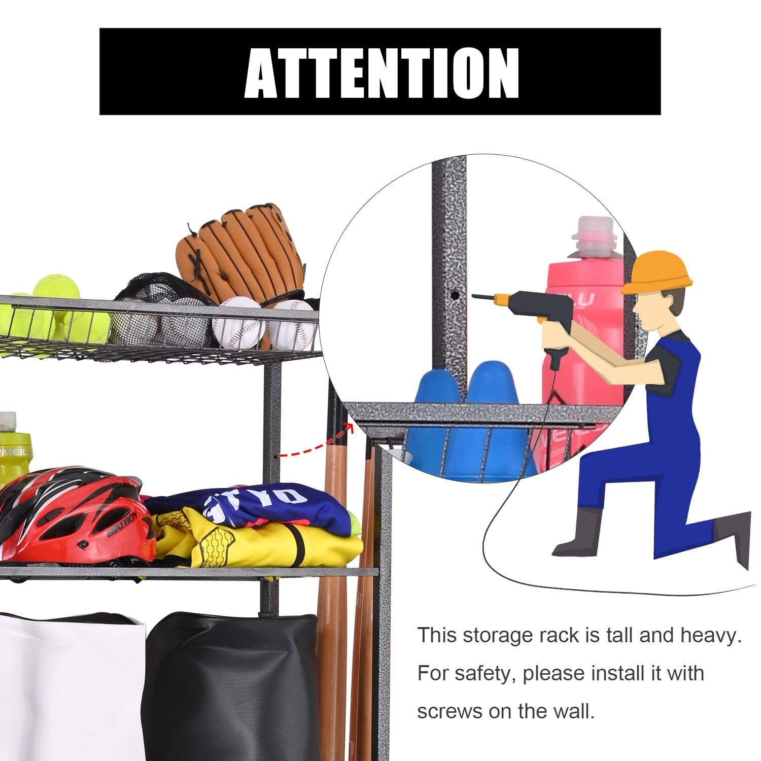 Mythinglogic Garage & Storage Mythinglogic Golf Storage Garage Organizer,Golf Bag Storage Stand and Other Golfing Equipment Rack