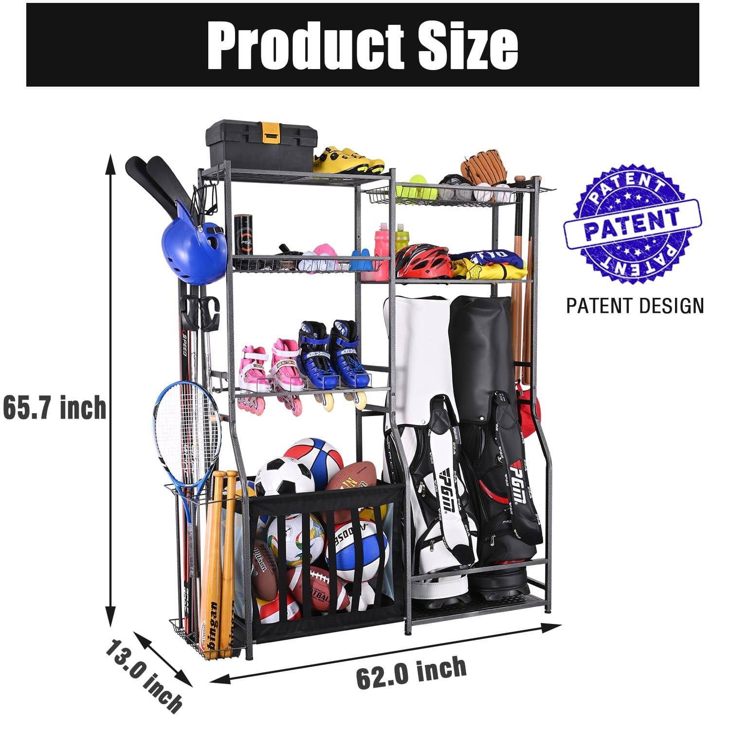 Mythinglogic Garage & Storage Mythinglogic Golf Storage Garage Organizer,Golf Bag Storage Stand and Other Golfing Equipment Rack