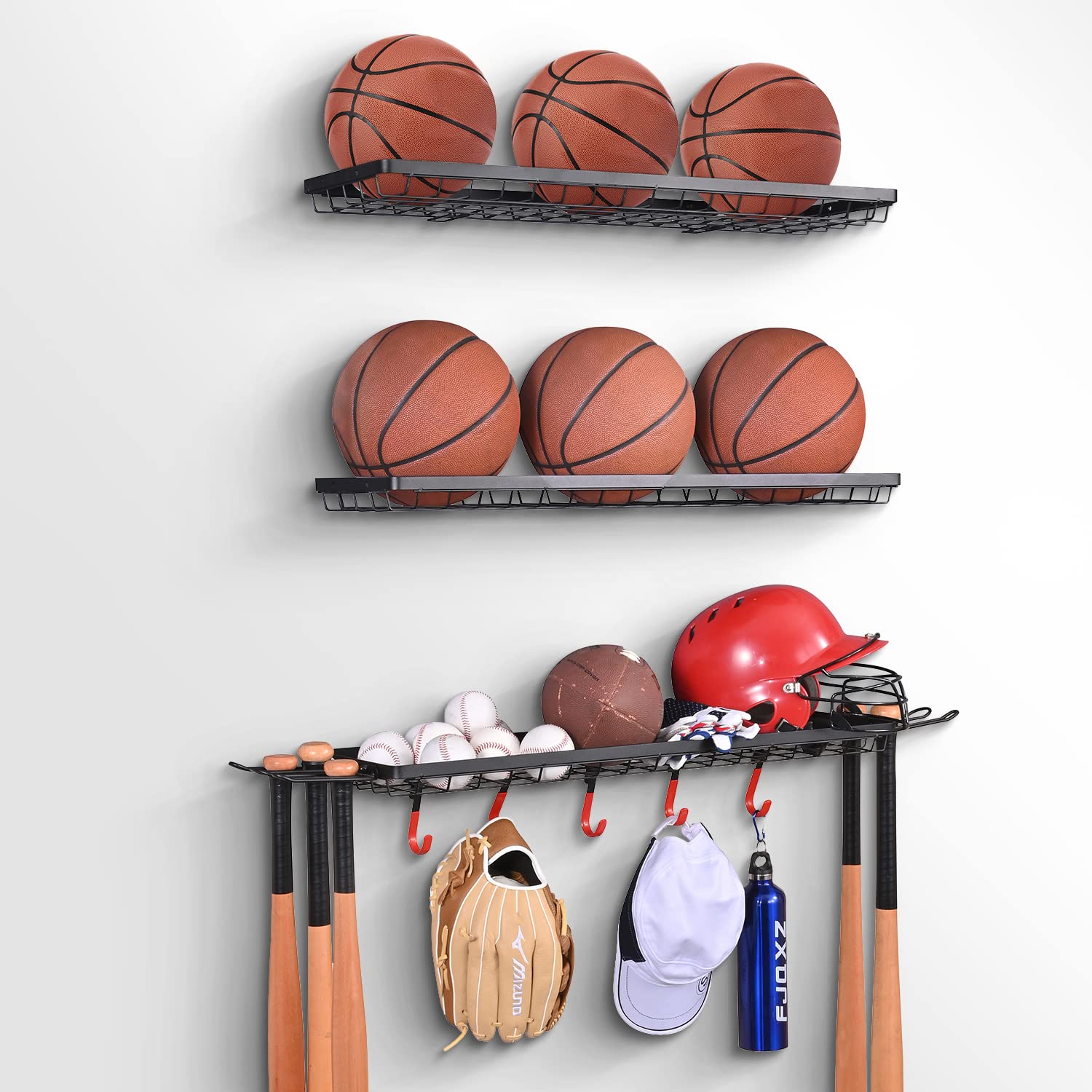 Mythinglogic Sports Equipment Storage Rack,Wall Mount Ball Storage Racks for garage