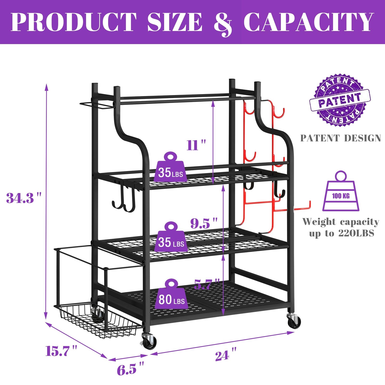 Home Gym Storage Rack for Yoga Equipment, Black | Mythinglogic