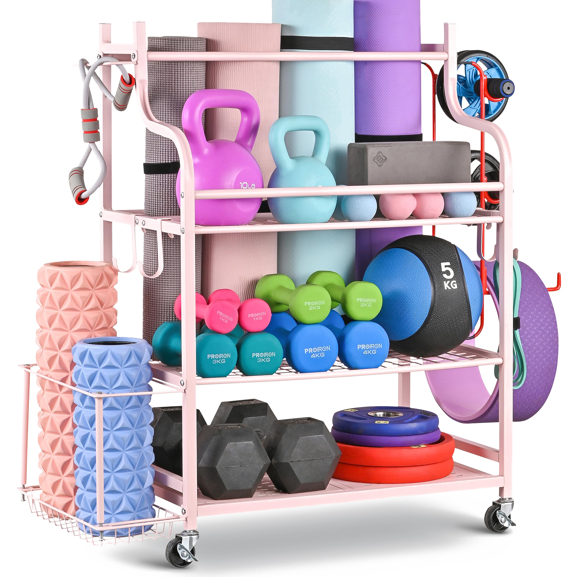 Yoga Mat Storage Rack, Home Gym Storage Rack Yoga Mat Holder, VOPEAK  Workout Storage for Yoga Mat, Foam Roller, Gym Organizer Gym Equipment  Storage