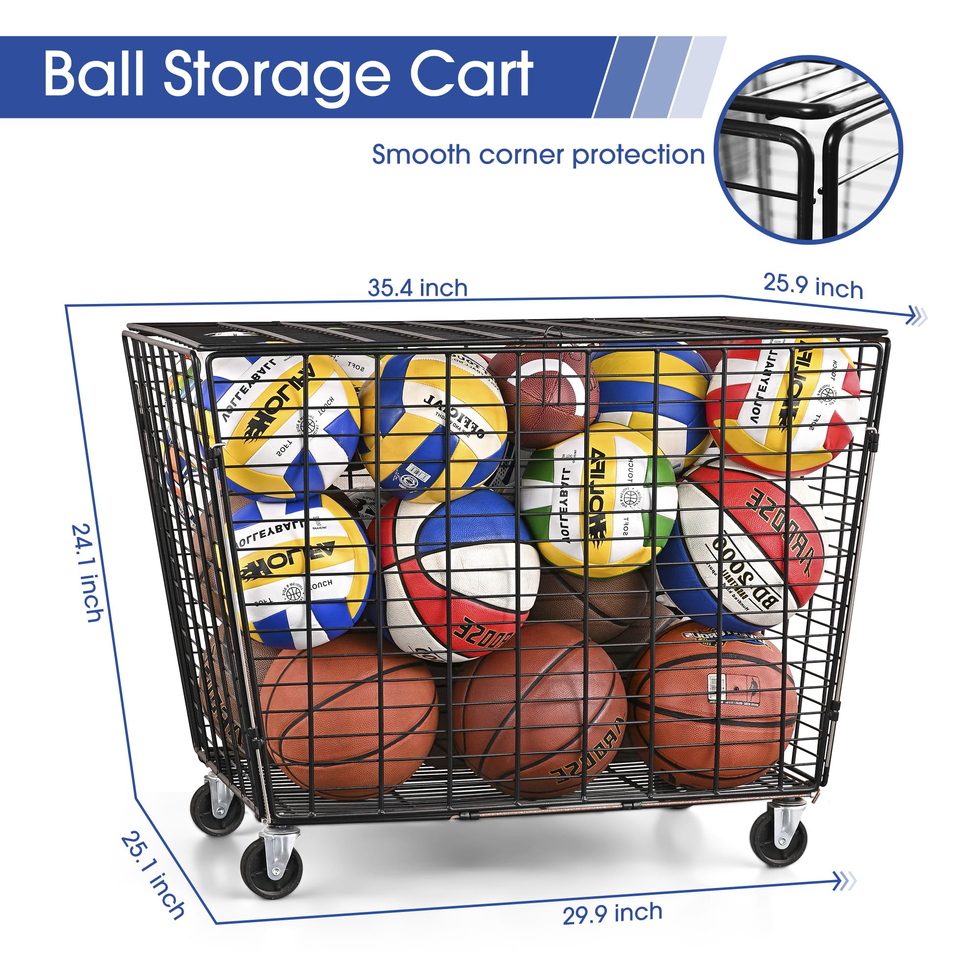 Mythinglogic Rolling Sports Ball Storage Cart