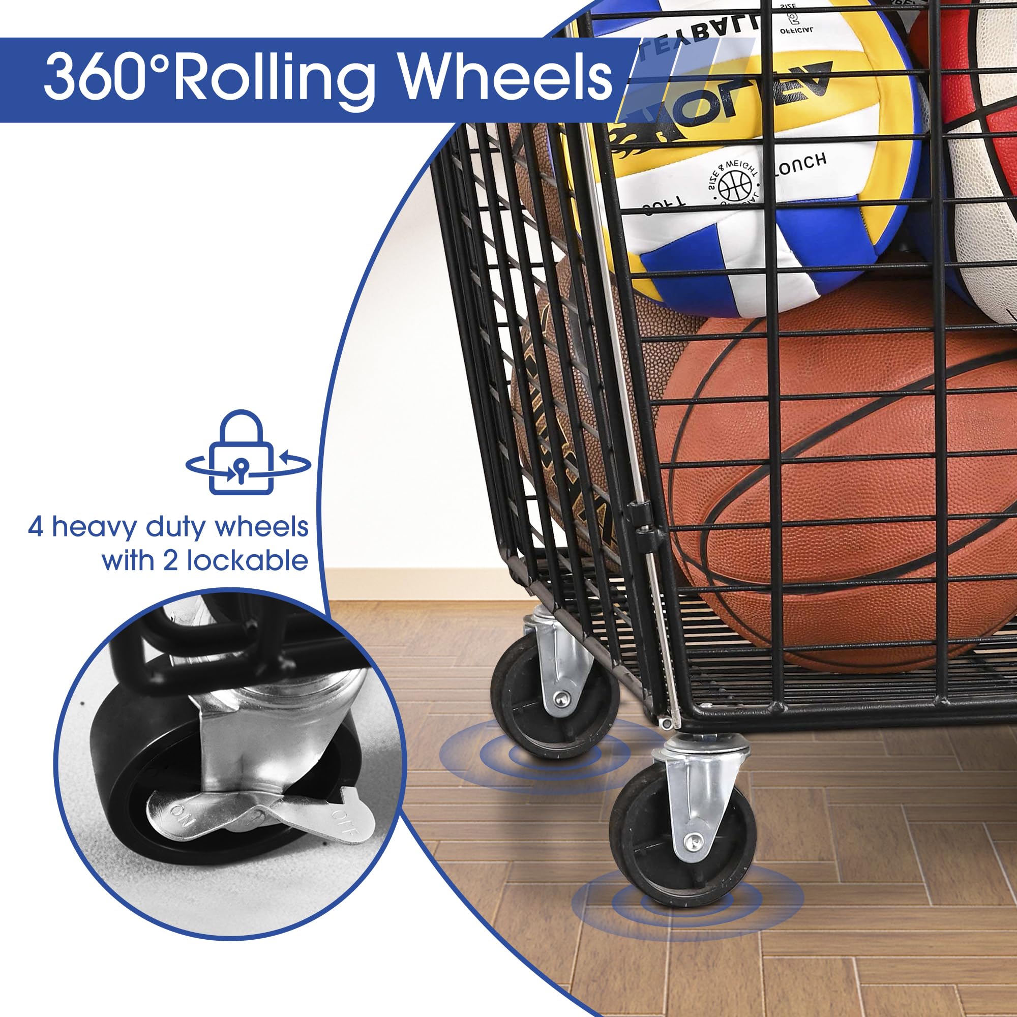 Mythinglogic Rolling Sports Ball Storage Cart