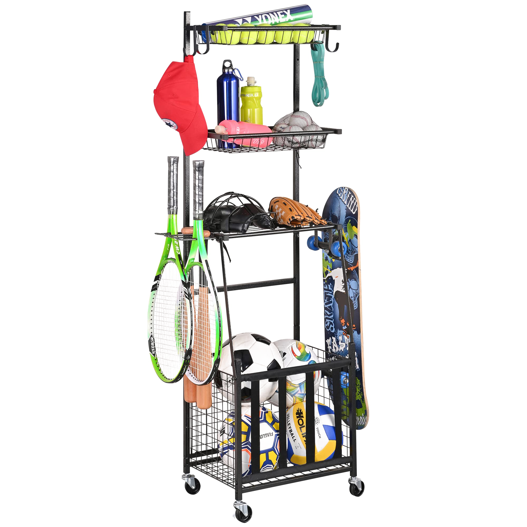 PLKOW Sports Equipment Storage for Garage, Indoor/Outdoor Sports Rack