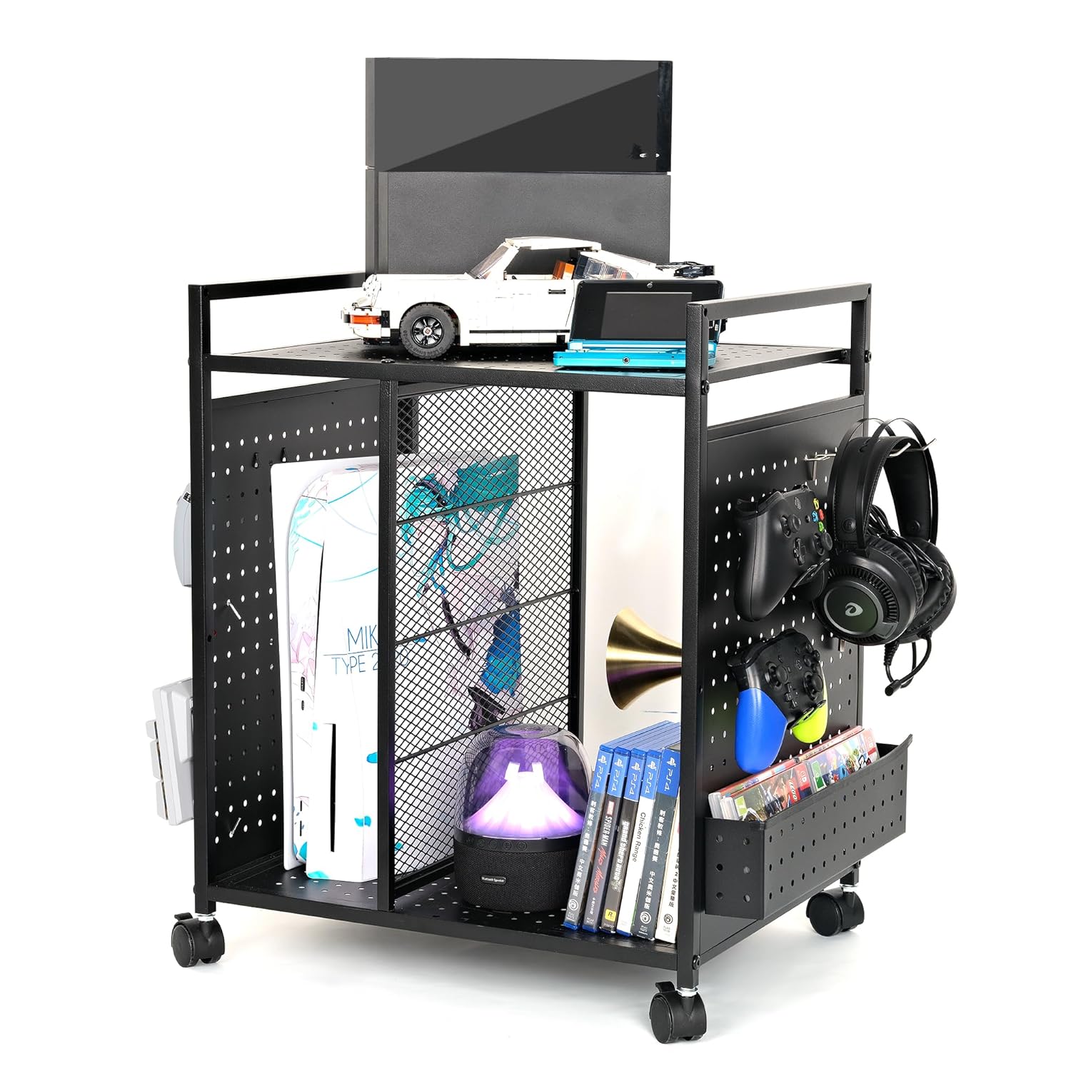 PLKOW Video Game Storage Rack, Game Storage Organizer for Consoles, Co