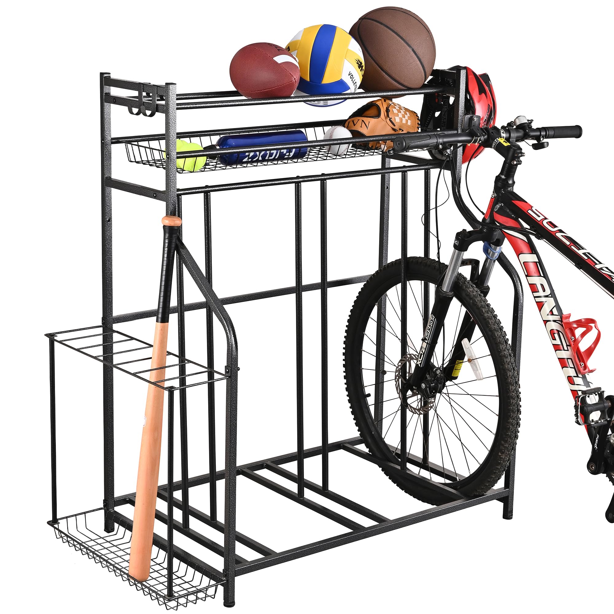 Mythinglogic Garage Bike Rack Storage Organizer,3 Bike Floor Parking Stand for Garage Organizer, Bicycle Storage Rack for Garage, Free Standing Bike Rack for Adult or Kids Bike