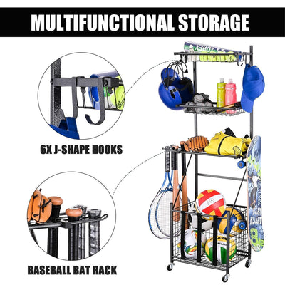Mythinglogic Garage & Storage 4-Tier Sports Equipment Storage Organizer